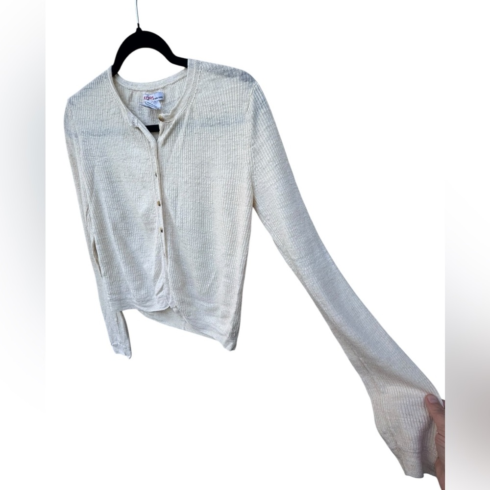 Michael Kors Lightweight Cream Cropped Cardigan size Small - Picture 6 of 8